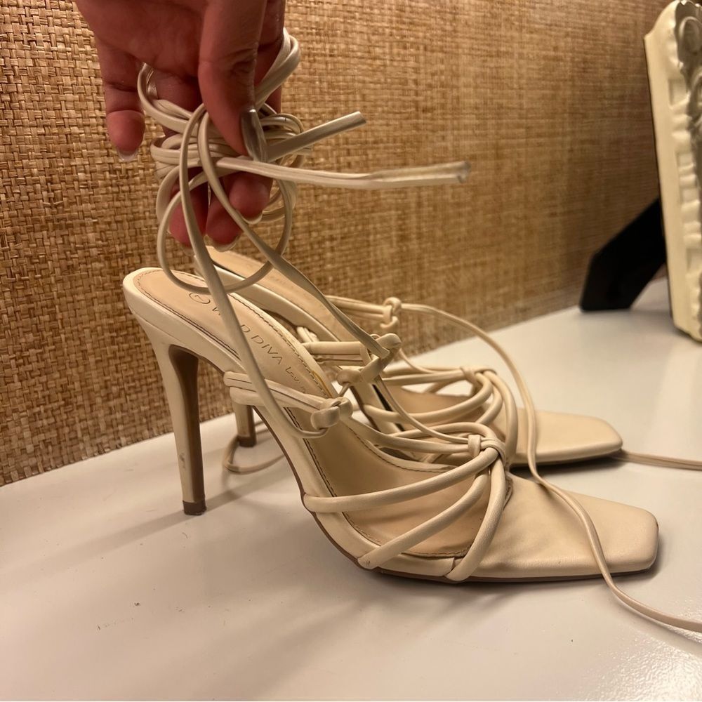 Ivory lace up heels